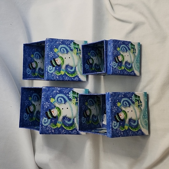 NWOT Swirly Snowman Stacking Holiday Cardboard Boxes - Picture 7 of 16